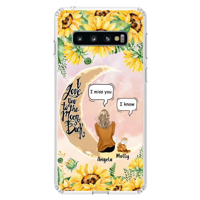 Custom Personalized Memorial Cat Sun Flower Phone Case - Upto 6 Cats - Memorial Gift Idea For Cat Lover - I Love You To The Moon And Back - Case For iPhone And Samsung