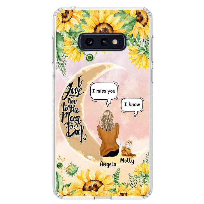 Custom Personalized Memorial Cat Sun Flower Phone Case - Upto 6 Cats - Memorial Gift Idea For Cat Lover - I Love You To The Moon And Back - Case For iPhone And Samsung