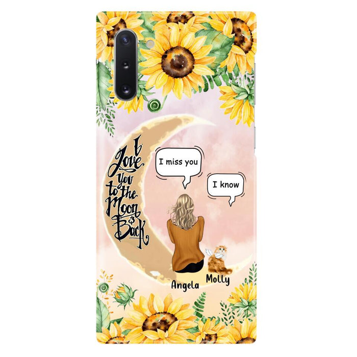 Custom Personalized Memorial Cat Sun Flower Phone Case - Upto 6 Cats - Memorial Gift Idea For Cat Lover - I Love You To The Moon And Back - Case For iPhone And Samsung