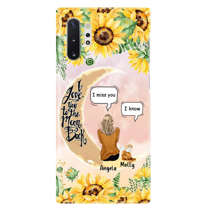 Custom Personalized Memorial Cat Sun Flower Phone Case - Upto 6 Cats - Memorial Gift Idea For Cat Lover - I Love You To The Moon And Back - Case For iPhone And Samsung