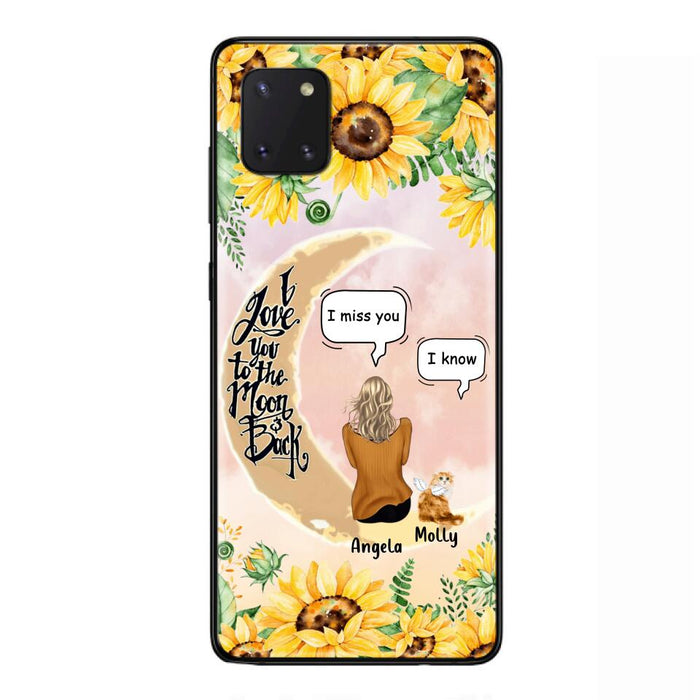 Custom Personalized Memorial Cat Sun Flower Phone Case - Upto 6 Cats - Memorial Gift Idea For Cat Lover - I Love You To The Moon And Back - Case For iPhone And Samsung