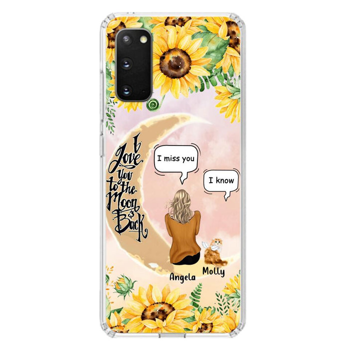 Custom Personalized Memorial Cat Sun Flower Phone Case - Upto 6 Cats - Memorial Gift Idea For Cat Lover - I Love You To The Moon And Back - Case For iPhone And Samsung