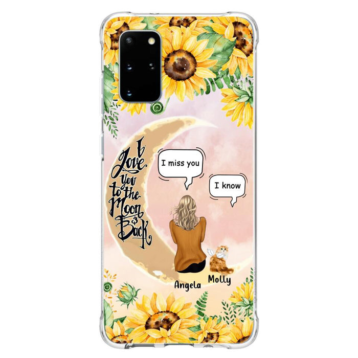 Custom Personalized Memorial Cat Sun Flower Phone Case - Upto 6 Cats - Memorial Gift Idea For Cat Lover - I Love You To The Moon And Back - Case For iPhone And Samsung