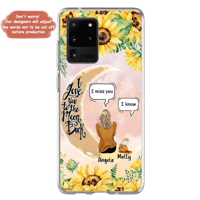 Custom Personalized Memorial Cat Sun Flower Phone Case - Upto 6 Cats - Memorial Gift Idea For Cat Lover - I Love You To The Moon And Back - Case For iPhone And Samsung