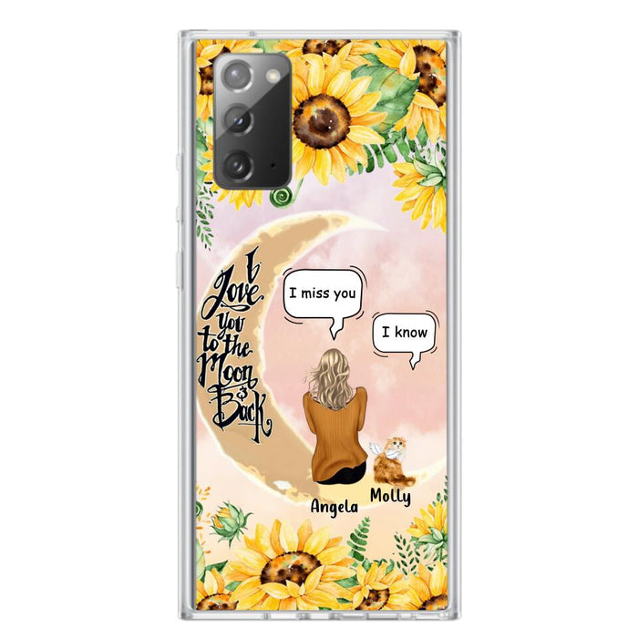 Custom Personalized Memorial Cat Sun Flower Phone Case - Upto 6 Cats - Memorial Gift Idea For Cat Lover - I Love You To The Moon And Back - Case For iPhone And Samsung