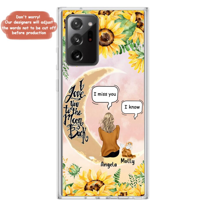 Custom Personalized Memorial Cat Sun Flower Phone Case - Upto 6 Cats - Memorial Gift Idea For Cat Lover - I Love You To The Moon And Back - Case For iPhone And Samsung