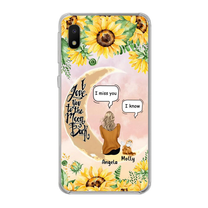 Custom Personalized Memorial Cat Sun Flower Phone Case - Upto 6 Cats - Memorial Gift Idea For Cat Lover - I Love You To The Moon And Back - Case For iPhone And Samsung