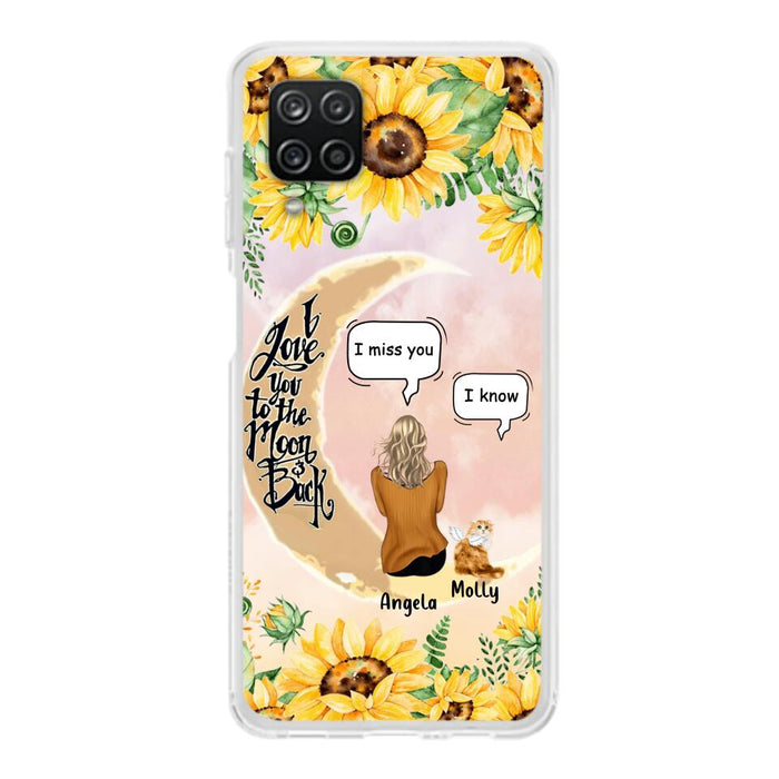 Custom Personalized Memorial Cat Sun Flower Phone Case - Upto 6 Cats - Memorial Gift Idea For Cat Lover - I Love You To The Moon And Back - Case For iPhone And Samsung