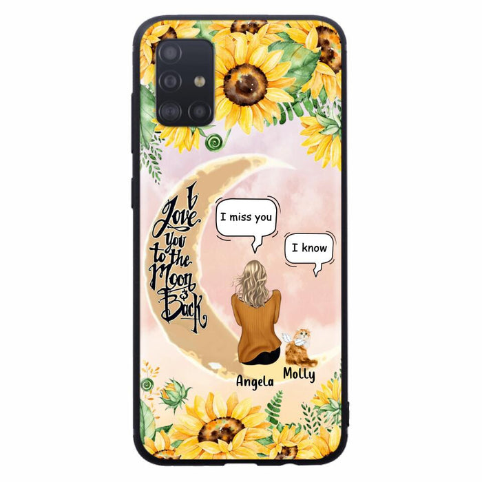 Custom Personalized Memorial Cat Sun Flower Phone Case - Upto 6 Cats - Memorial Gift Idea For Cat Lover - I Love You To The Moon And Back - Case For iPhone And Samsung