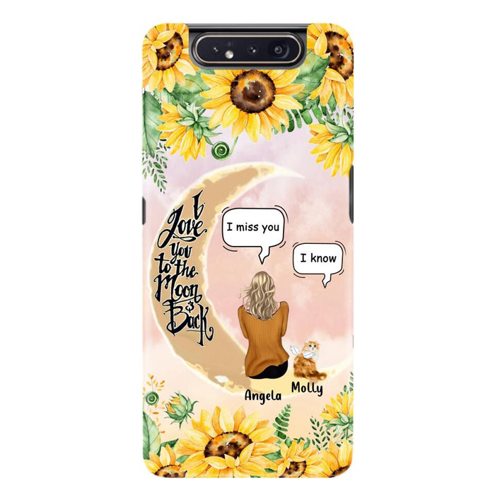 Custom Personalized Memorial Cat Sun Flower Phone Case - Upto 6 Cats - Memorial Gift Idea For Cat Lover - I Love You To The Moon And Back - Case For iPhone And Samsung