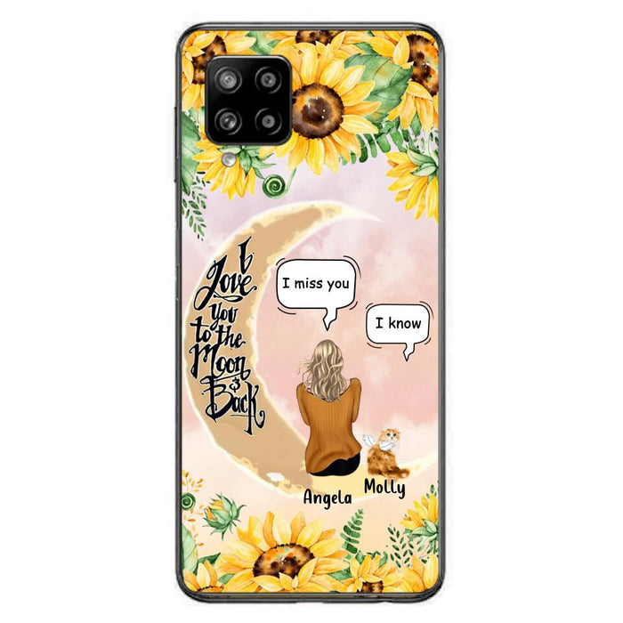 Custom Personalized Memorial Cat Sun Flower Phone Case - Upto 6 Cats - Memorial Gift Idea For Cat Lover - I Love You To The Moon And Back - Case For iPhone And Samsung