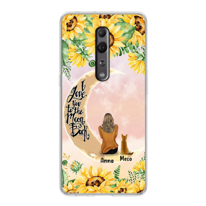 Custom Personalized Cat Sun Flower Phone Case - Upto 6 Cats - Gift Idea For Cat Lover - I Love You To The Moon And Back - Case For Xiaomi, Oppo And Huawei