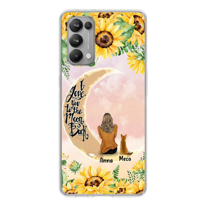 Custom Personalized Cat Sun Flower Phone Case - Upto 6 Cats - Gift Idea For Cat Lover - I Love You To The Moon And Back - Case For Xiaomi, Oppo And Huawei