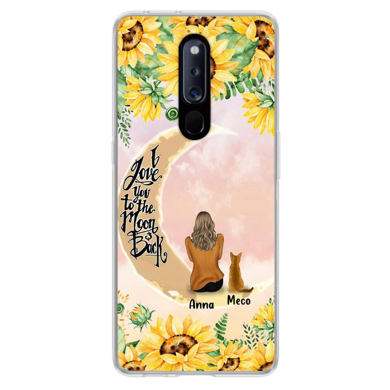 Personalized Cat Sun Flower Phone Case - Up to 6 Cats - Gift Idea For Cat Lover - I Love You To The Moon And Back - Case For Xiaomi, Oppo And Huawei