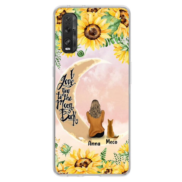 Custom Personalized Cat Sun Flower Phone Case - Upto 6 Cats - Gift Idea For Cat Lover - I Love You To The Moon And Back - Case For Xiaomi, Oppo And Huawei