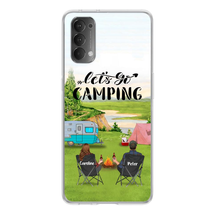 Custom Personalized Camping Phone Case - Couple With Upto 2 Kids And 4 Pets - Gift Idea For Camping Lover - Let's Go Camping - Case For Xiaomi, Oppo And Huawei