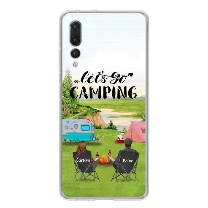 Custom Personalized Camping Phone Case - Couple With Upto 2 Kids And 4 Pets - Gift Idea For Camping Lover - Let's Go Camping - Case For Xiaomi, Oppo And Huawei