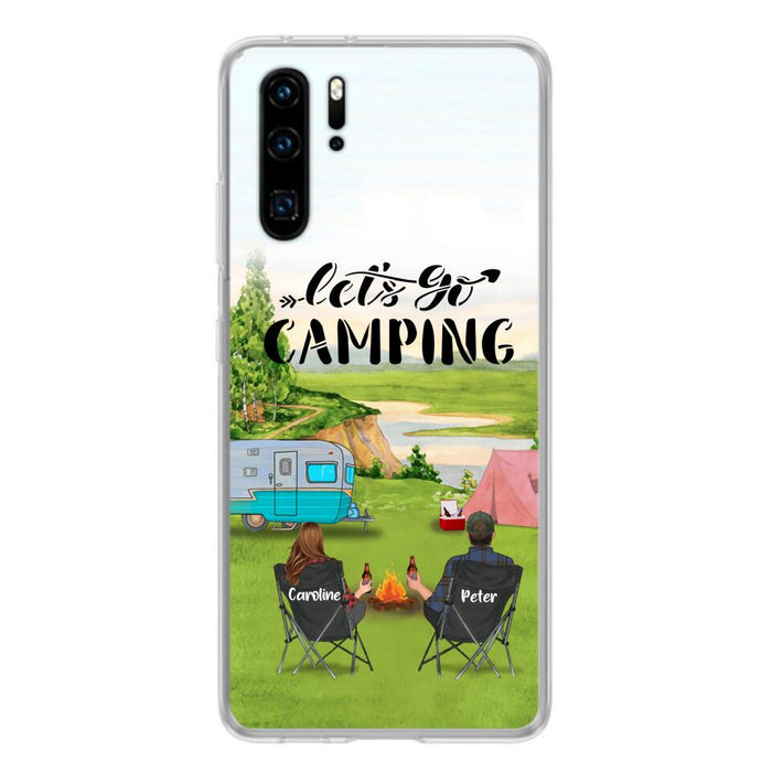 Custom Personalized Camping Phone Case - Couple With Upto 2 Kids And 4 Pets - Gift Idea For Camping Lover - Let's Go Camping - Case For Xiaomi, Oppo And Huawei