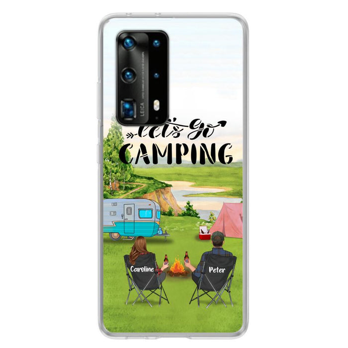 Custom Personalized Camping Phone Case - Couple With Upto 2 Kids And 4 Pets - Gift Idea For Camping Lover - Let's Go Camping - Case For Xiaomi, Oppo And Huawei