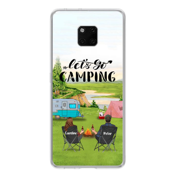 Custom Personalized Camping Phone Case - Couple With Upto 2 Kids And 4 Pets - Gift Idea For Camping Lover - Let's Go Camping - Case For Xiaomi, Oppo And Huawei