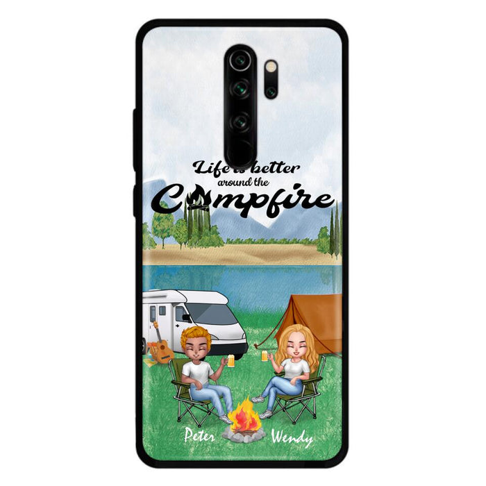 Custom Personalized Camping Chibi Phone Case - Couple With Upto 2 Dogs - Gift Idea For Camping Lover - Case For Xiaomi, Oppo And Huawei