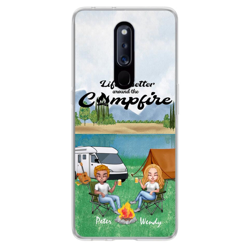 Personalized Camping Chibi Phone Case - Couple With Up to 2 Dogs - Gift Idea For Camping Lover - Case For Xiaomi, Oppo And Huawei