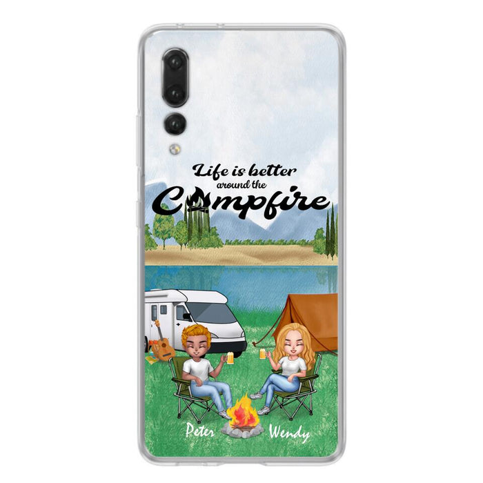 Custom Personalized Camping Chibi Phone Case - Couple With Upto 2 Dogs - Gift Idea For Camping Lover - Case For Xiaomi, Oppo And Huawei