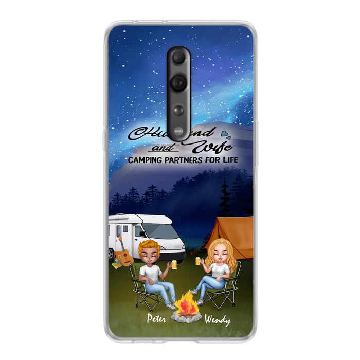 Custom Personalized Camping Night Chibi Phone Case - Couple With Upto 2 Dogs - Gift Idea For Camping Lover - Case For Xiaomi, Oppo And Huawei