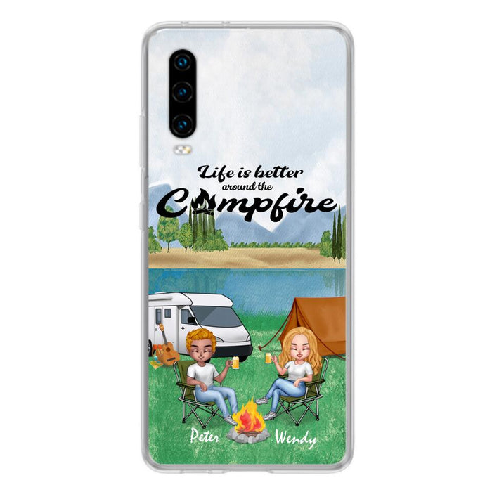 Custom Personalized Camping Chibi Phone Case - Couple With Upto 2 Dogs - Gift Idea For Camping Lover - Case For Xiaomi, Oppo And Huawei