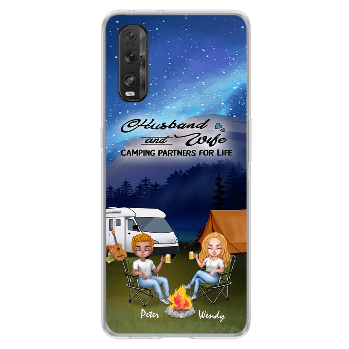 Custom Personalized Camping Night Chibi Phone Case - Couple With Upto 2 Dogs - Gift Idea For Camping Lover - Case For Xiaomi, Oppo And Huawei