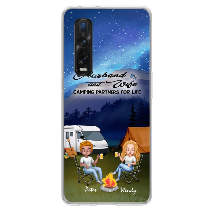 Custom Personalized Camping Night Chibi Phone Case - Couple With Upto 2 Dogs - Gift Idea For Camping Lover - Case For Xiaomi, Oppo And Huawei