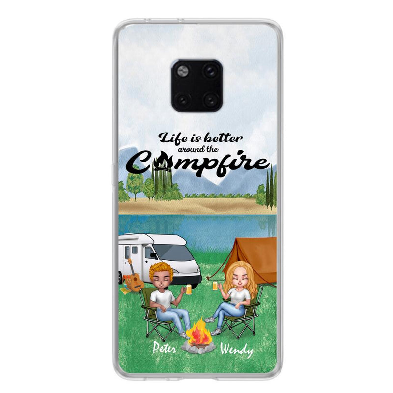 Personalized Camping Chibi Phone Case - Couple With Up to 2 Dogs - Gift Idea For Camping Lover - Case For Xiaomi, Oppo And Huawei