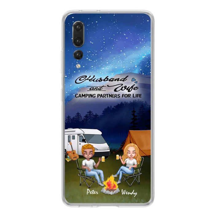 Custom Personalized Camping Night Chibi Phone Case - Couple With Upto 2 Dogs - Gift Idea For Camping Lover - Case For Xiaomi, Oppo And Huawei