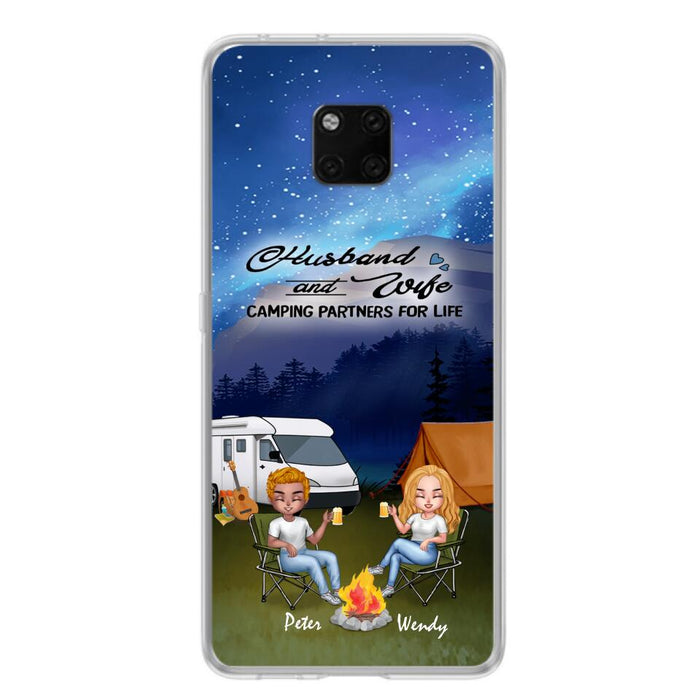 Custom Personalized Camping Night Chibi Phone Case - Couple With Upto 2 Dogs - Gift Idea For Camping Lover - Case For Xiaomi, Oppo And Huawei