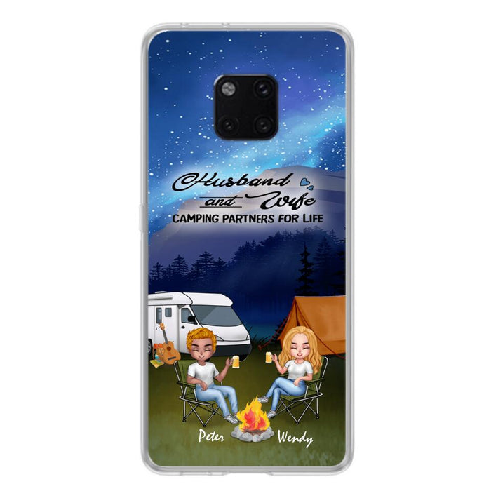 Custom Personalized Camping Night Chibi Phone Case - Couple With Upto 2 Dogs - Gift Idea For Camping Lover - Case For Xiaomi, Oppo And Huawei