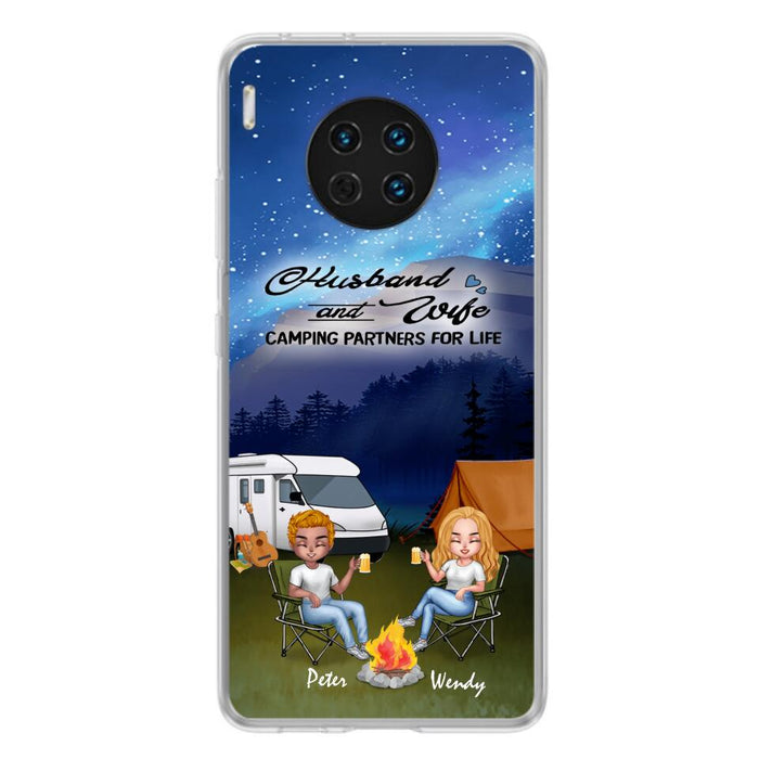 Custom Personalized Camping Night Chibi Phone Case - Couple With Upto 2 Dogs - Gift Idea For Camping Lover - Case For Xiaomi, Oppo And Huawei