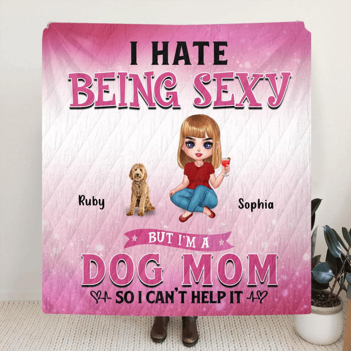 Custom Personalized Dog Mom Pillow Cover & Fleece/ Quilt Blanket - Gift Idea For Dog  Lover - Rockin' The Dog Mom Life -  Up to 6 Dogs