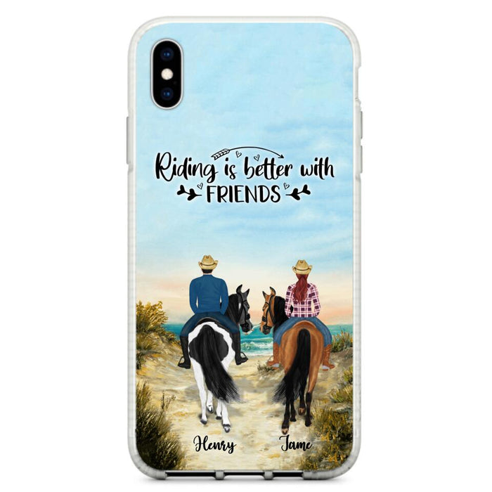 Custom Personalized Friend Riding Horse Phone Case - Best Gift For Horse Love -Riding Is Better With Friends - Case For iPhone And Samsung