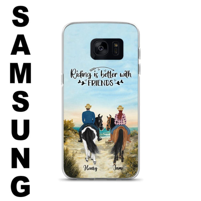 Custom Personalized Friend Riding Horse Phone Case - Best Gift For Horse Love -Riding Is Better With Friends - Case For iPhone And Samsung