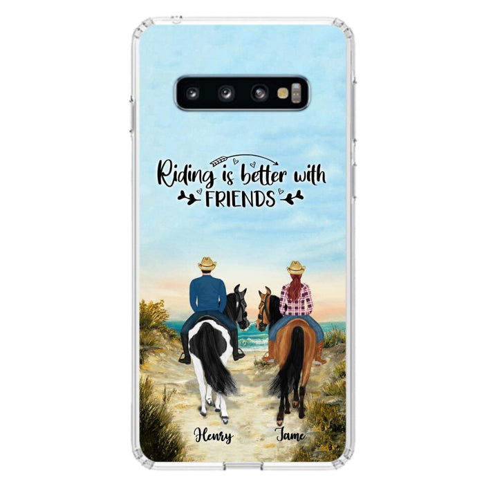 Custom Personalized Friend Riding Horse Phone Case - Best Gift For Horse Love -Riding Is Better With Friends - Case For iPhone And Samsung