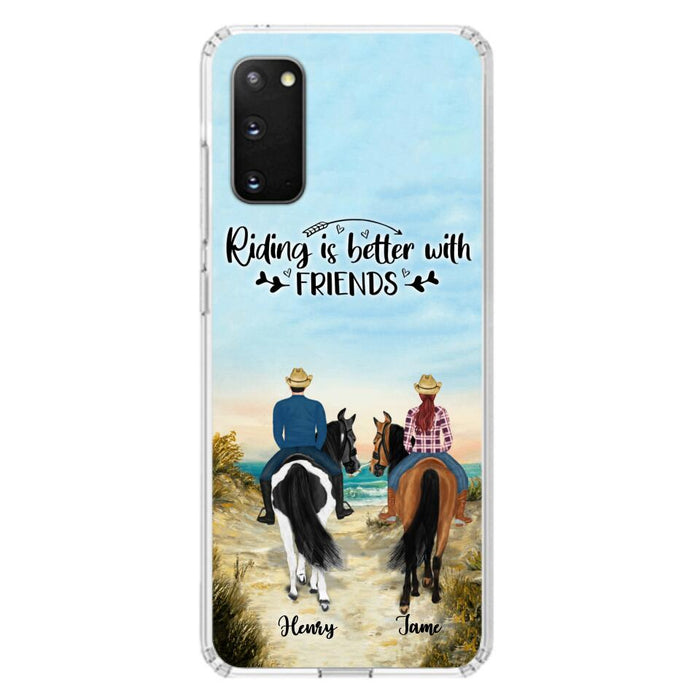 Custom Personalized Friend Riding Horse Phone Case - Best Gift For Horse Love -Riding Is Better With Friends - Case For iPhone And Samsung