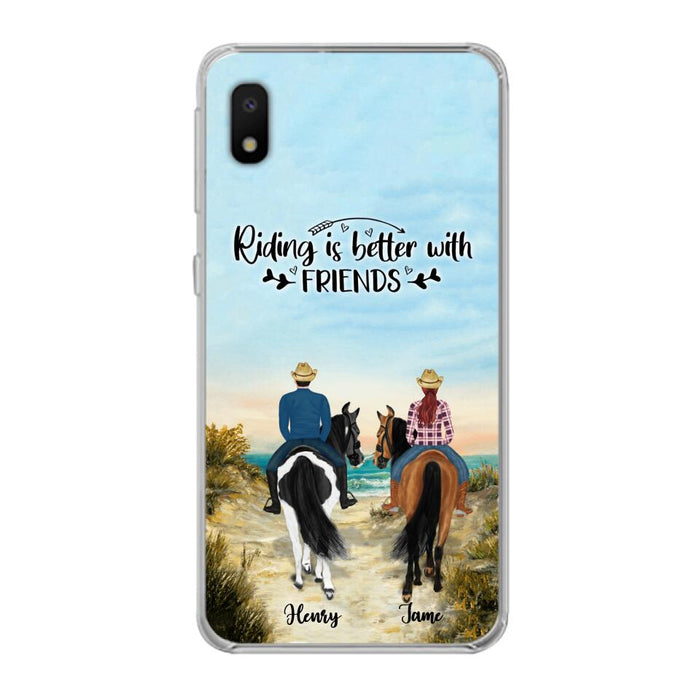 Custom Personalized Friend Riding Horse Phone Case - Best Gift For Horse Love -Riding Is Better With Friends - Case For iPhone And Samsung