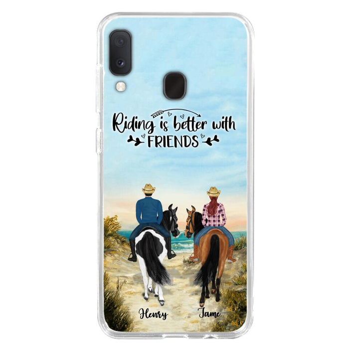 Custom Personalized Friend Riding Horse Phone Case - Best Gift For Horse Love -Riding Is Better With Friends - Case For iPhone And Samsung