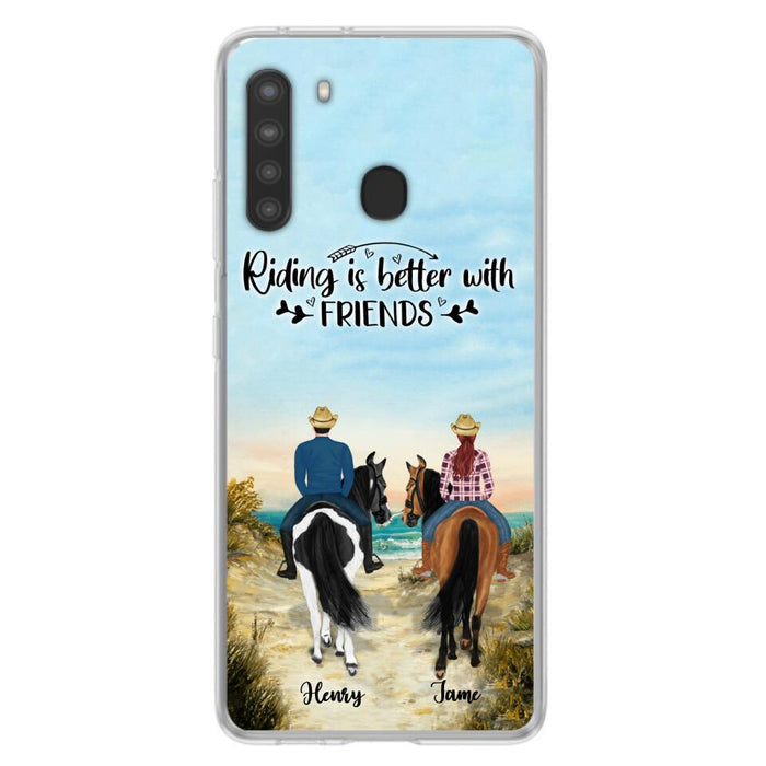 Custom Personalized Friend Riding Horse Phone Case - Best Gift For Horse Love -Riding Is Better With Friends - Case For iPhone And Samsung