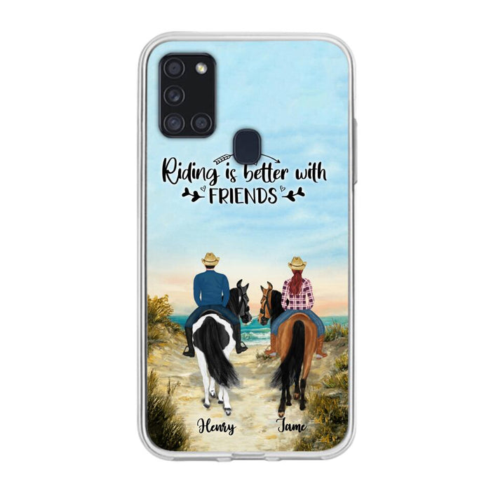 Custom Personalized Friend Riding Horse Phone Case - Best Gift For Horse Love -Riding Is Better With Friends - Case For iPhone And Samsung