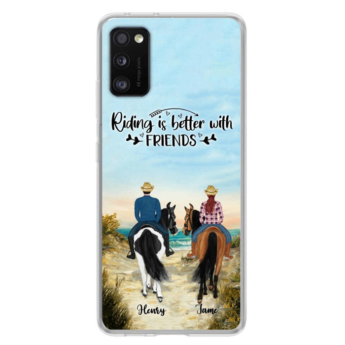 Custom Personalized Friend Riding Horse Phone Case - Best Gift For Horse Love -Riding Is Better With Friends - Case For iPhone And Samsung