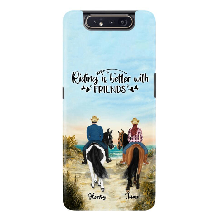 Custom Personalized Friend Riding Horse Phone Case - Best Gift For Horse Love -Riding Is Better With Friends - Case For iPhone And Samsung