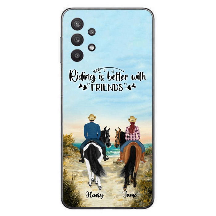 Custom Personalized Friend Riding Horse Phone Case - Best Gift For Horse Love -Riding Is Better With Friends - Case For iPhone And Samsung