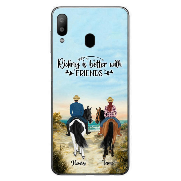 Custom Personalized Friend Riding Horse Phone Case - Best Gift For Horse Love -Riding Is Better With Friends - Case For iPhone And Samsung