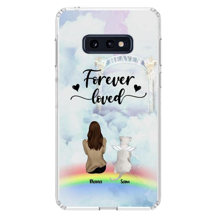 Custom Personalized Memorial Pets Phone Case - Man/Woman With Upto 4 Pets - Memorial Gift For Dog Lovers/Cat Lovers - Forever Loved - For iPhone And Samsung Phone Case - AXSIO5